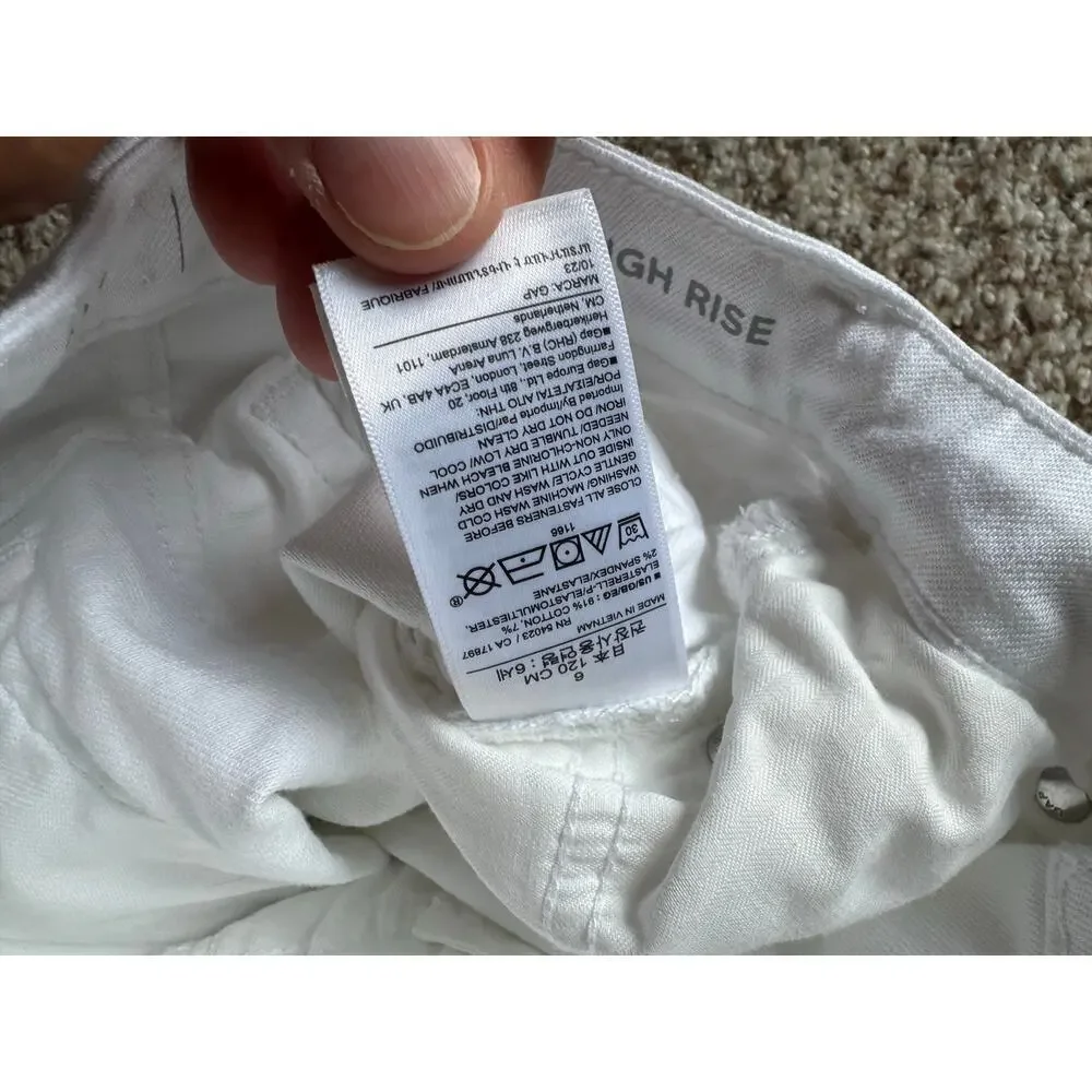 GIRLS GAP 70's Flared High Rise White Jeans, size Girls 6, Adjustable waist
